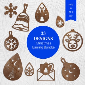 Christmas Earring Bundle SVG Laser Cut Files, Earring Cut File, Cricut - Silhouette, Instant Download