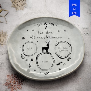 Weihnachtsmann Tablet SVG, SVG-Datei Weihnachten, Lieber Weihnachtsmann Tablett SVG, Weihnachtsmann Platte svg, Weihnachtsmilchkekse svg