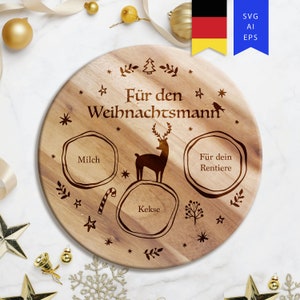 Weihnachtsmann Tablett SVG, SVG datei weihnachten, Dear Santa Tray SVG, Santa Plate SVG, Santa Milk Cookies SVG, Plaat voor Nikolaus