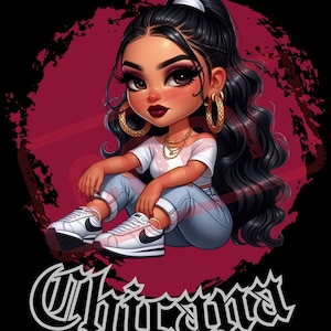 Chicana girl png transparent background sublimation dtf soy chicana, latina