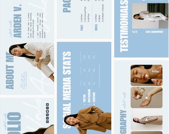 Modern UGC Portfolio Template Canva: Social Media Media Kit (Editable) 14 slides