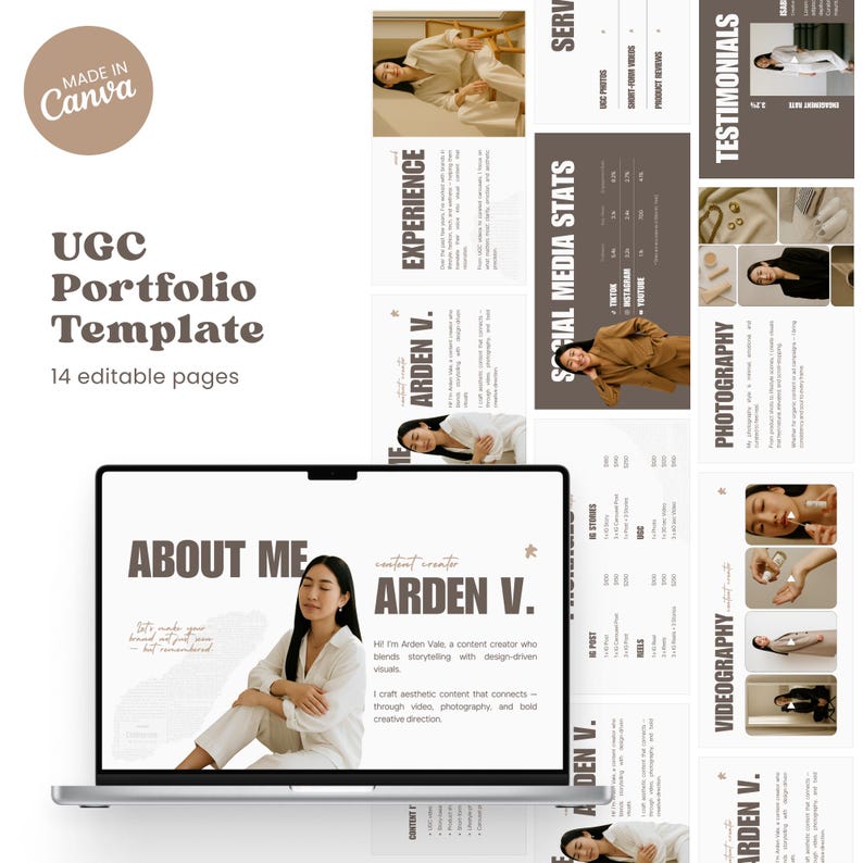 Ugc Example Cv UGC Portfolio Template · Beige Edition · Canva Editable Resume · UGC ...