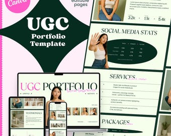UGC Media Kit Template Canva | Portfolio for Content Creators | Editable Slides