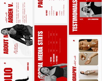 Red UGC Media Kit: Canva Portfolio Template for Influencers 14 slides