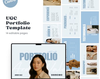 UGC Portfolio Template · Soft Blue · Canva Editable Resume · Creator Media Kit
