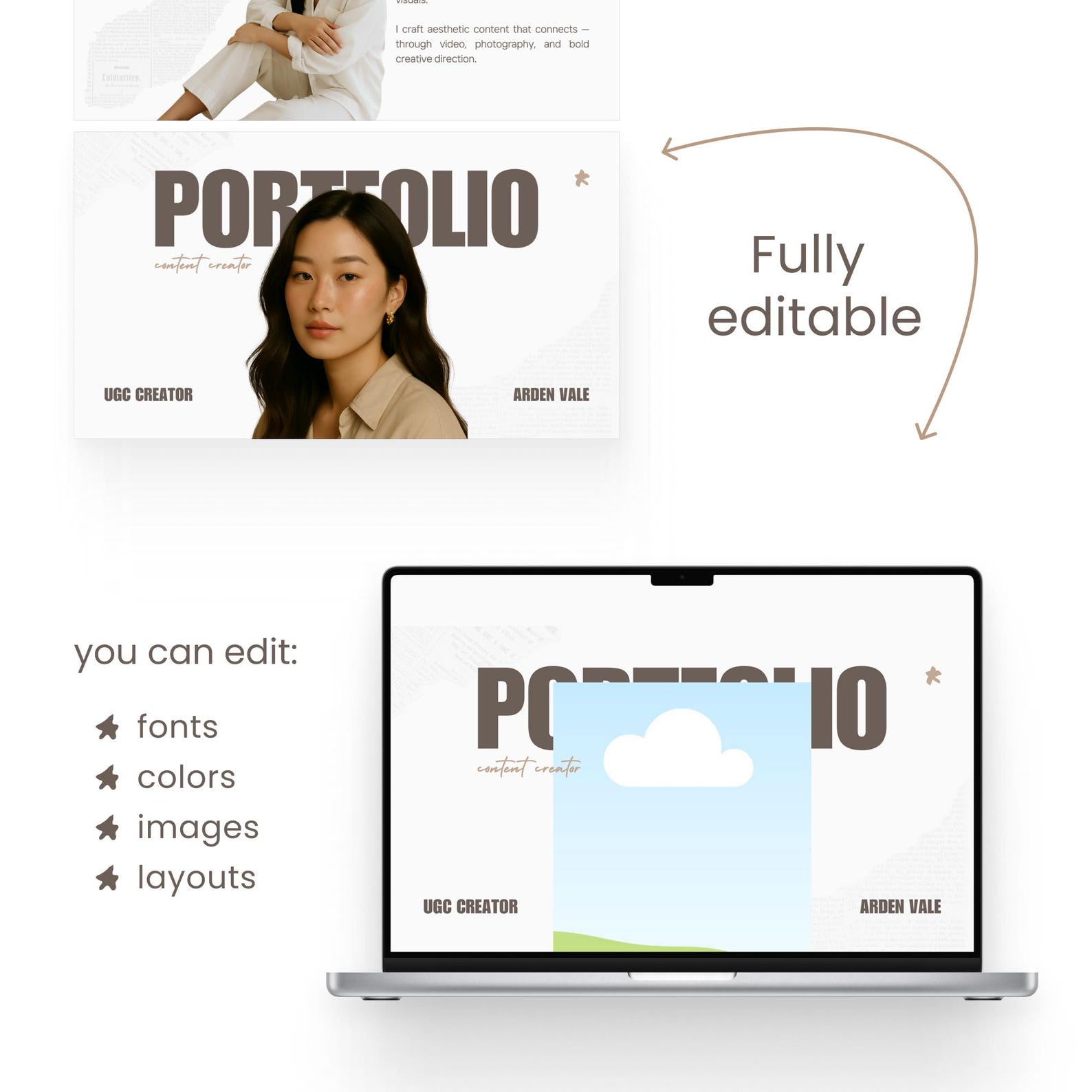 Ugc Example Cv UGC Portfolio Template · Beige Edition · Canva Editable Resume · UGC ...