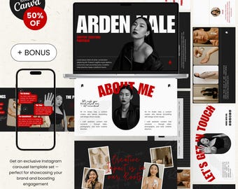 Media Kit | Portfolio Template for Creators | Canva Pitch Deck for UGC & Influencers (45 Pages)