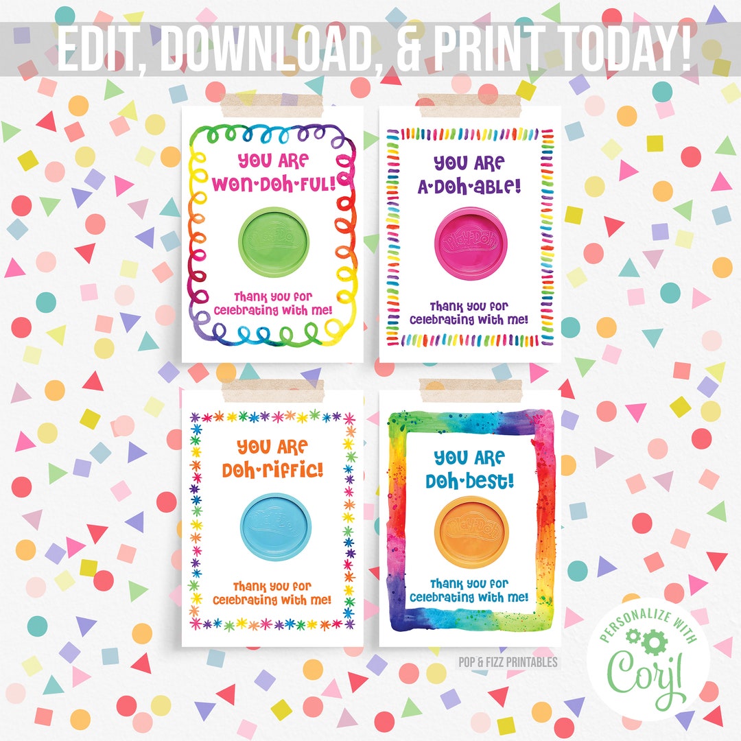 Personalized Playdoh Printable, Party Favors, Candy Free Party Favor ...