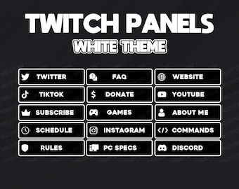 Twitch Panels - 15 Simple Black and White Premade Designs *Instant Delivery*