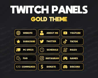 Twitch Panels - 15 Black and Gold Premade Designs *Instant Delivery*
