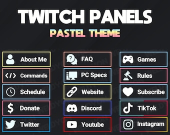 15 Clean Pastel Panels - Twitch Panels Premade *Instant Delivery*