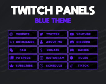 15 Black and Blue Panels - Twitch Panels Premade *Instant Delivery*