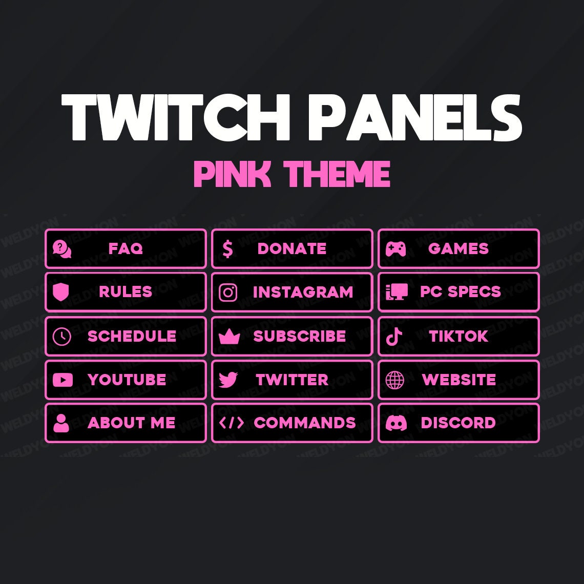 15 Simple Black and Pink Panels - Twitch Panels Premade *instant ...