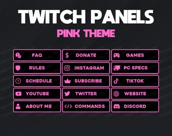 15 Simple Black And Pink Panels - Twitch Panels Premade *Instant Delivery*