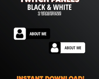 40 Minimalist Black & White Twitch Panels, Streamer Graphics (Digital Download)