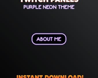 40 Purple Neon Twitch Panels, Streamer Graphics (Digital Download)