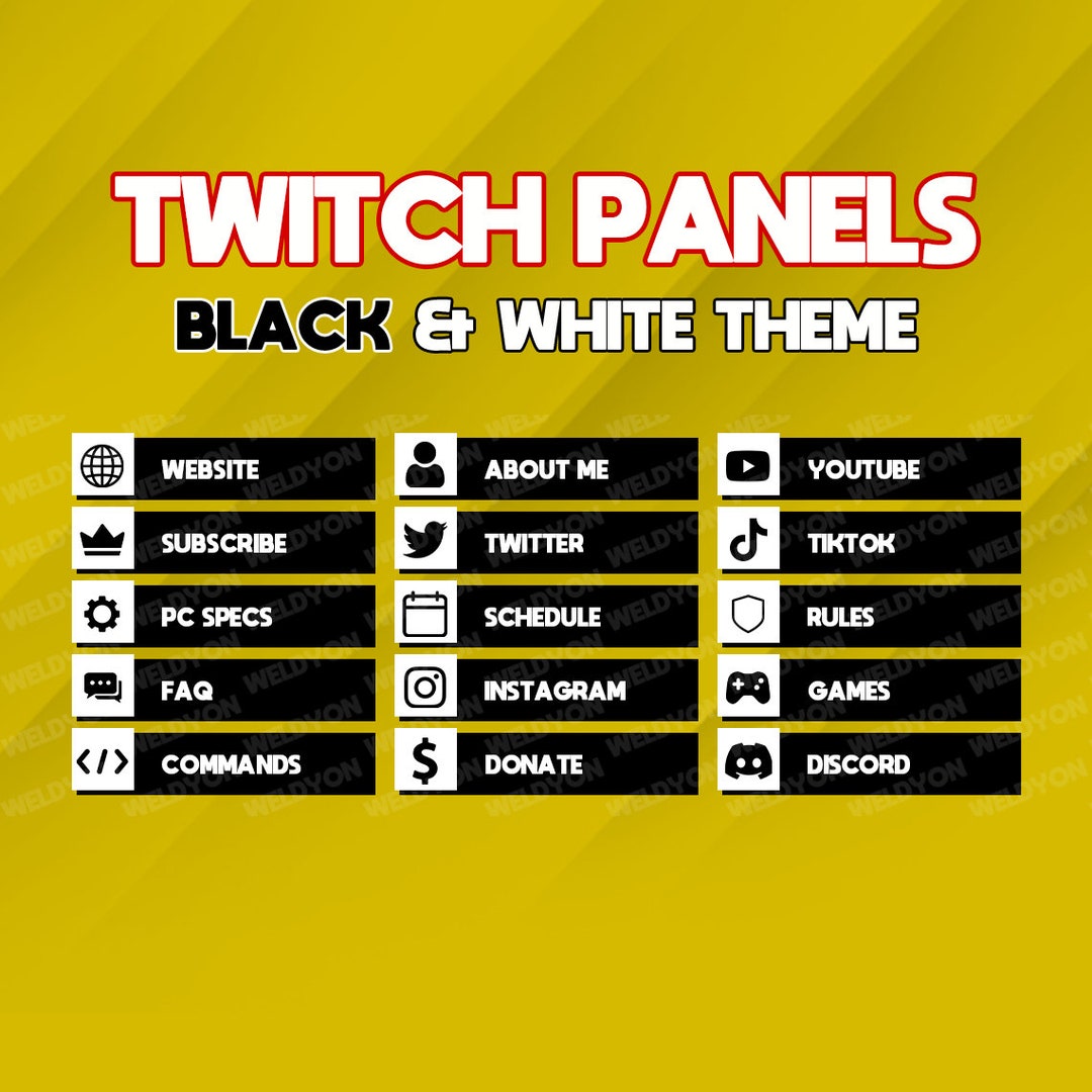 15 Clean Black and White Theme Panels Twitch Panels Premade - Etsy