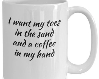 Sand mug, beach coffee