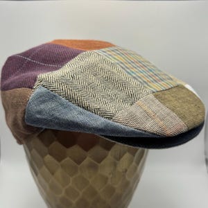 Hanna Hats Ireland Patchwork Irish Linen Flat Cap Men’s XL Multicolor
