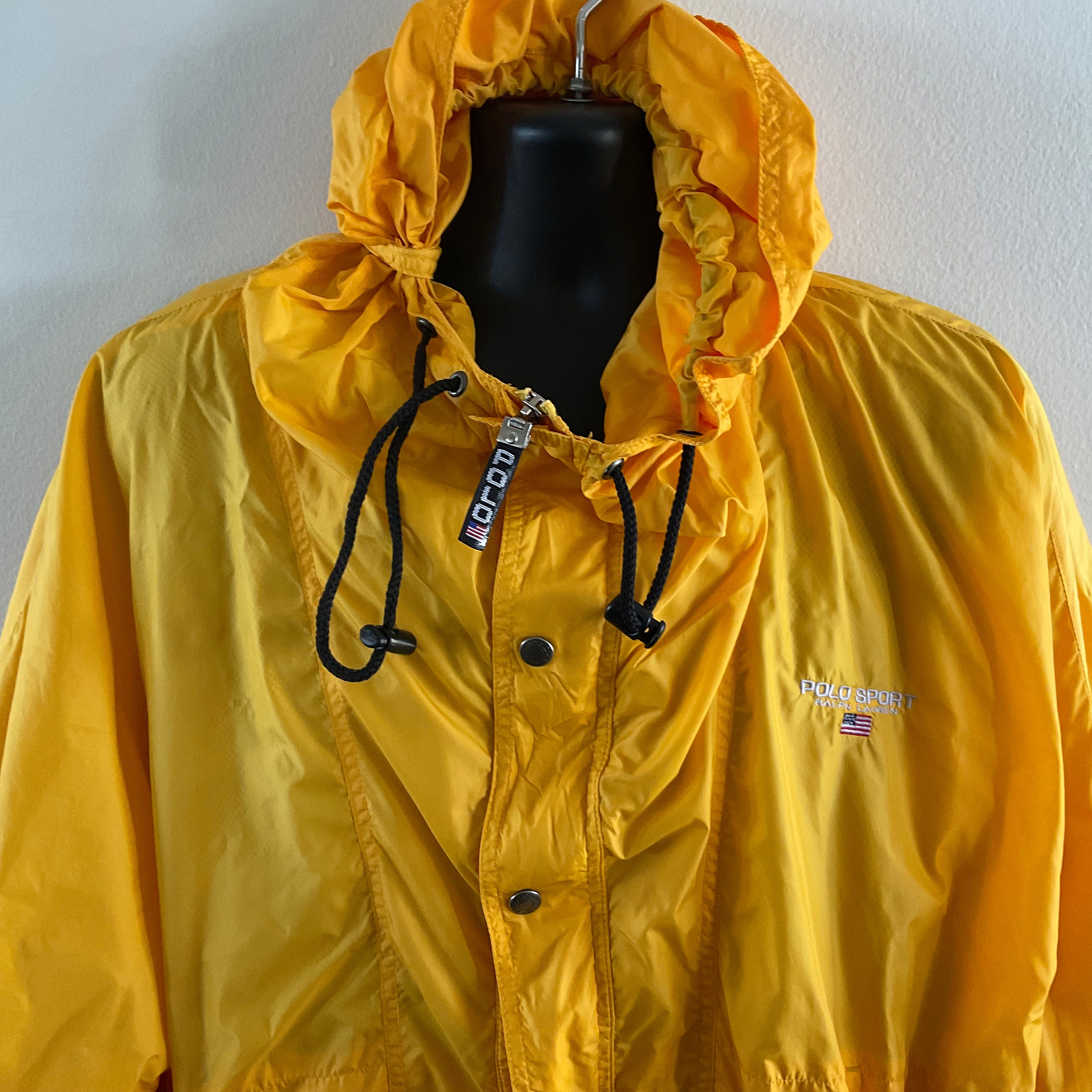 Vintage Polo Sport Ralph Lauren Yellow Windbreaker Jacket Size XL