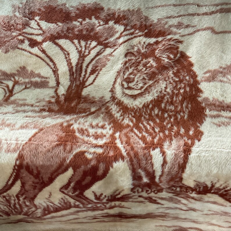 Vintage San Marcos Style Reversible Lion Blanket Etsy