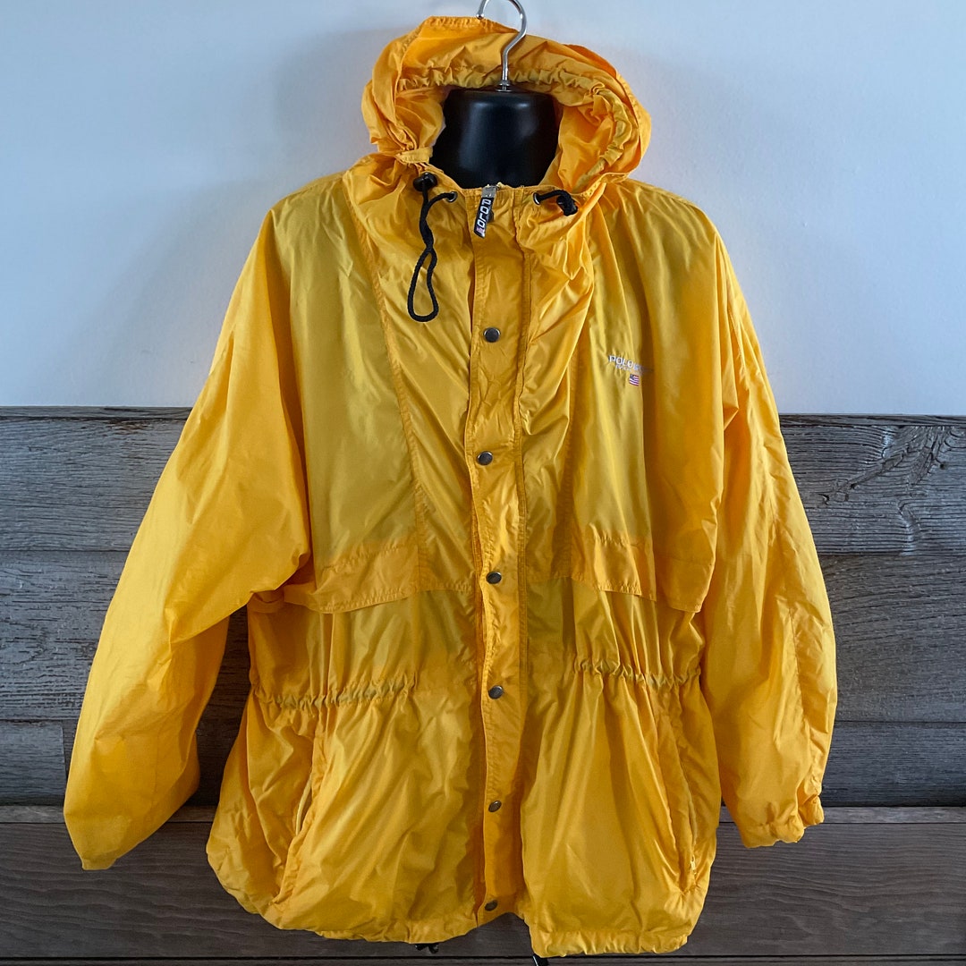 Vintage Polo Sport Ralph Lauren Yellow Windbreaker Jacket Size XL