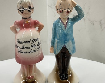 Vintage Salt and Pepper Set "You and Your Once More For Old Times Sake" Quite a Conversation Set Pregnant (ES1)