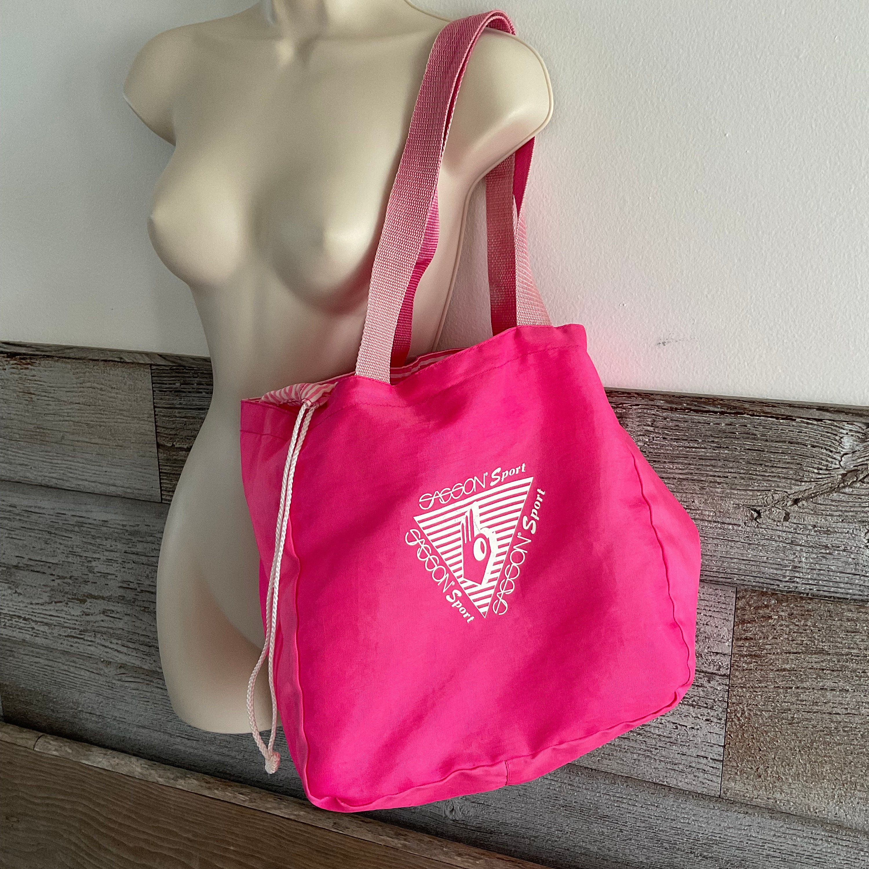 Vintage 80's Retro Sassoon Sport Tote Bag With Drawstring