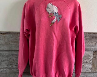 Sudadera Vintage Ultra Sweats Pink Goose con punto de cruz, fabricada en EE. UU., talla XL (G1)