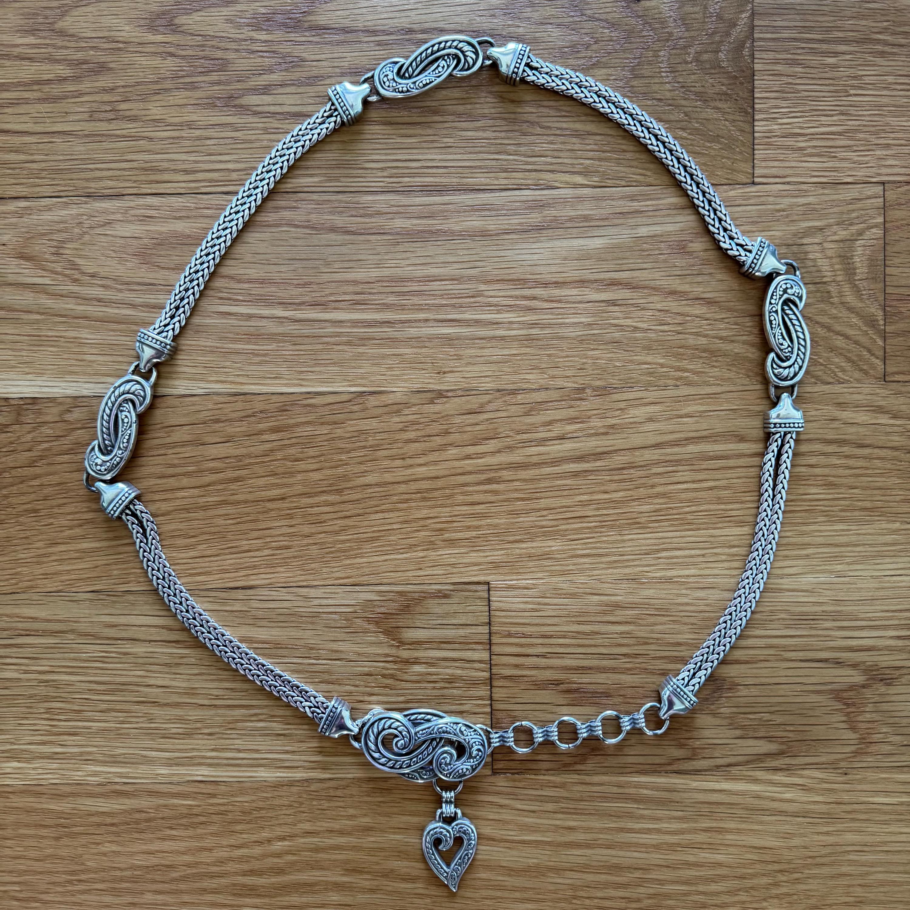 Vintage Brighton Bali Hai Silver Chain Belt Size Medium 