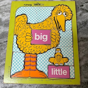 Vintage Playskool Sesame Street puzzle Big Bird Little Bird wood 13 pieces 1973