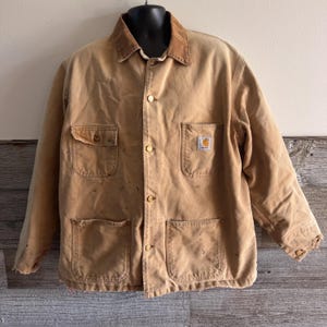 Vintage Carhartt Chore Coat Blanket Lined Duck Canvas Work Jacket Men’s XL