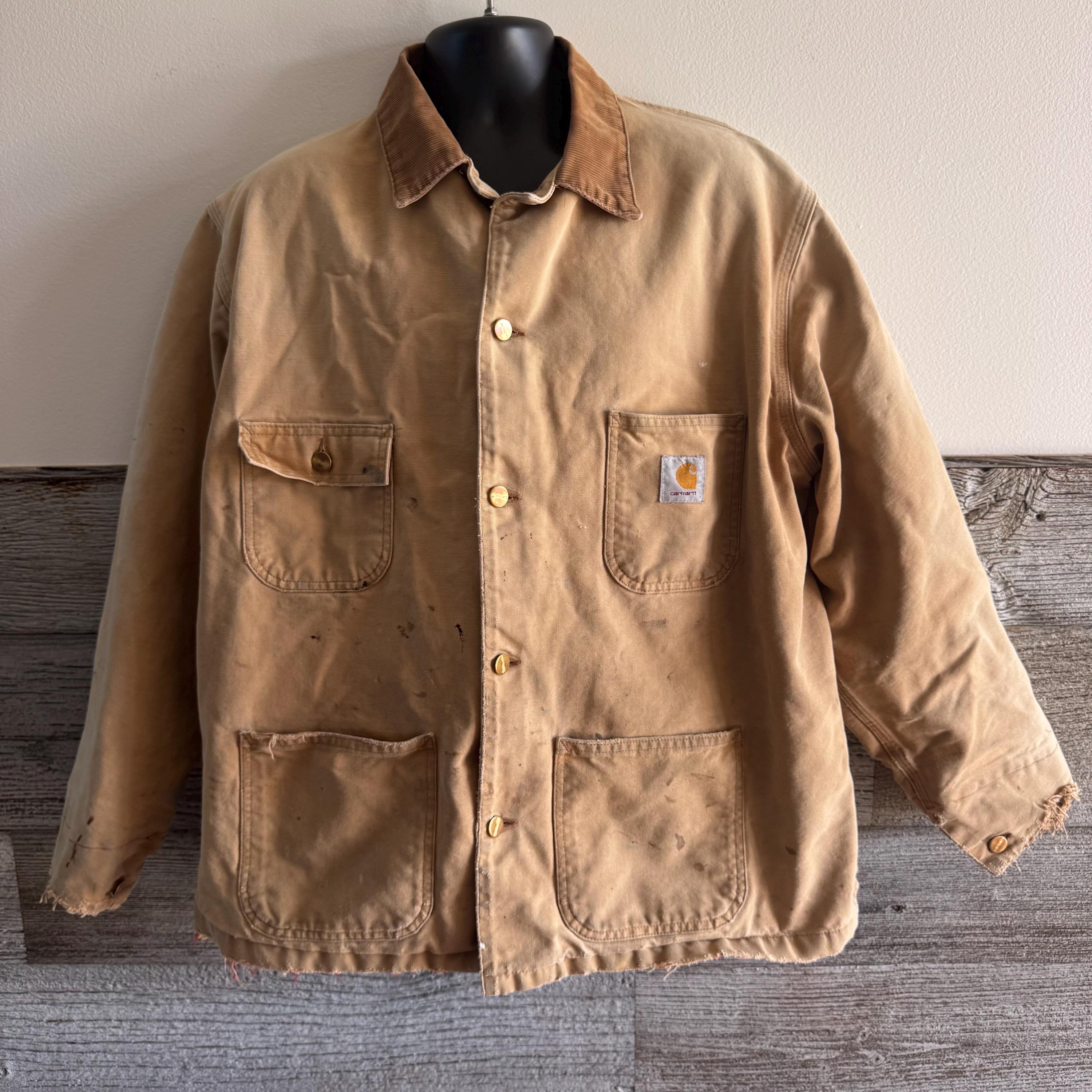 Vintage Carhartt Chore Coat Blanket Lined Duck Canvas Work Jacket