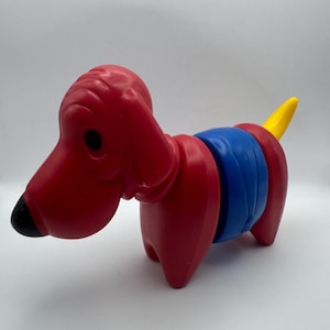Vintage Tupperware Tupper Toys Zoo It Yourself Dog Puzzle Toy Red Blue Yellow 1970s