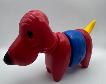 Vintage Tupperware Tupper Toys Zoo It Yourself Dog Puzzle Toy Red Blue Yellow 1970s