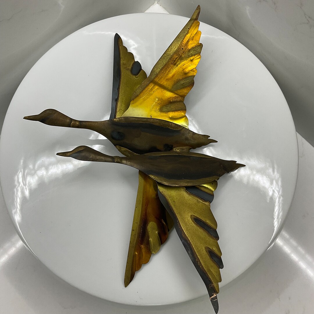 Vintage MCM Metal Birds in Flight Wall Decor Retro Etsy