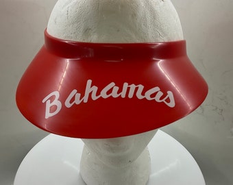 Visière vintage en plastique dur des Bahamas - Casquette rétro des années 1970-1980 avec sangle