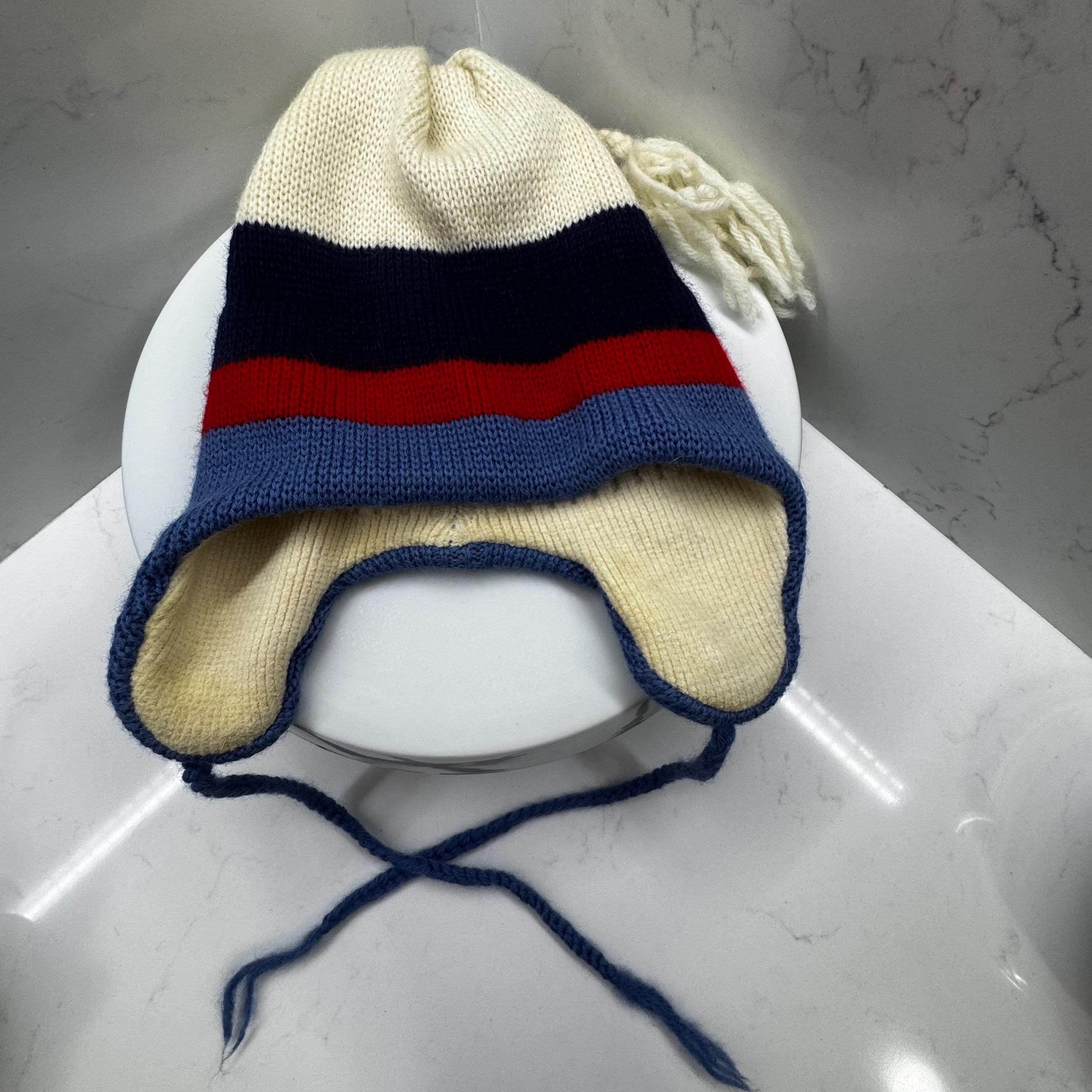Rare Vintage Hexcel Ski Hat Smiley USA 100% Wool Pom Pom Beanie Vintage ca.1980 main image 2