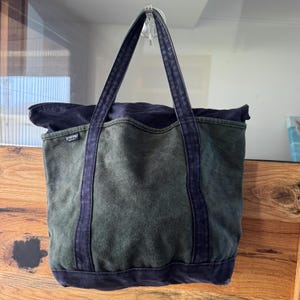 Vintage US製 Lands' Endトートバッグ グリーン赤 90s USA製 LANDS'END