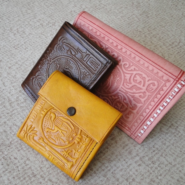 Pack de 3 Portefeuilles traditionnels marocains en cuir pour hommes et femmes || Traditional Moroccan leather wallets