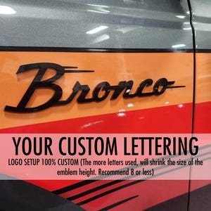 CUSTOM - Ford Bronco - Fender Cursive Logo Emblem Badge Kit (2 Emblems) - Pass & Drivers Side