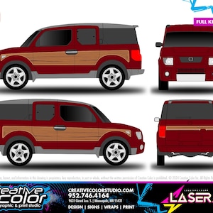 Honda Element (2003-2012) - 3M Vinyl Wrap Vintage Woody Graphics Kit