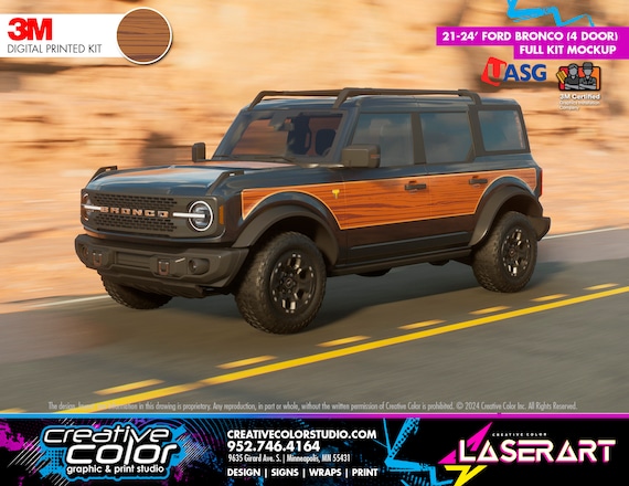 Ford Bronco (4 Door) - 3M Vinyl Wrap Vintage Woody Graphics Kit