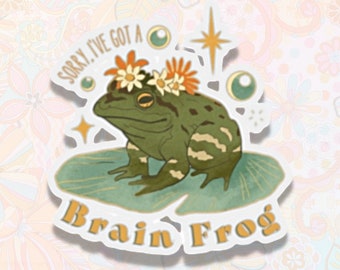 Brain Frog sticker, Brain Fog sticker, chronische ziekte sticker, grappige lepelie sticker, dysautonomia sticker, grappige POTS sticker, hEDSsticker