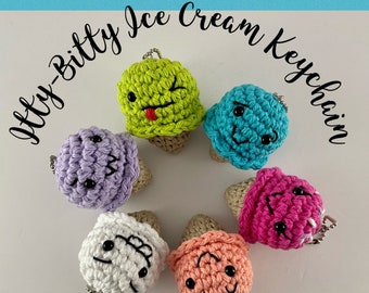 Porte-clés Itty-Bitty en cornet de crème glacée, motif au crochet, Pocket Pal, pendentif pour sac à dos