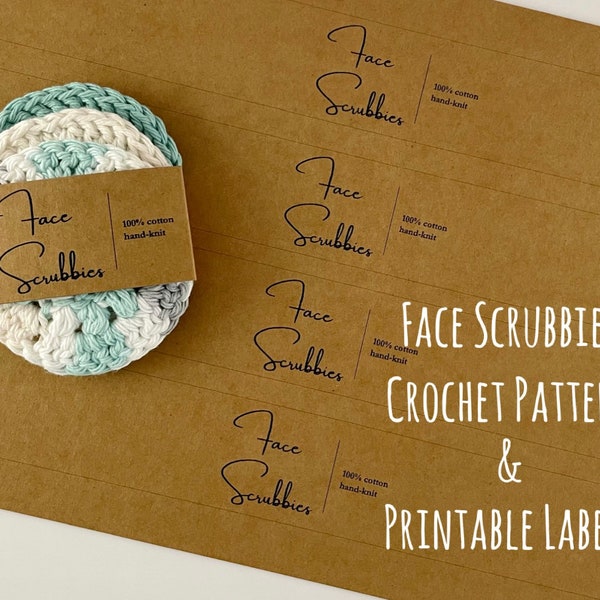 Face Scrubby PDF Crochet Pattern With Printable Labels