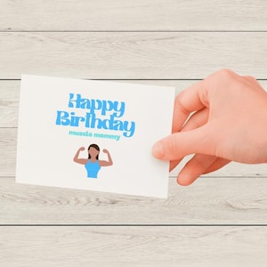 Happy Birthday Muscle Mommy Card | Funny Gym Birthday Card for Her | Fitness Greeting Card | Workout Enthusiast Gift