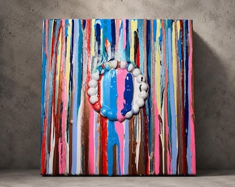 Moderne abstrakte Malerei Betontextur | 12x12 Original Mixed Media Leinwand | Farbe Tropfen Wandkunst | Zeitgenössische Wohnkultur