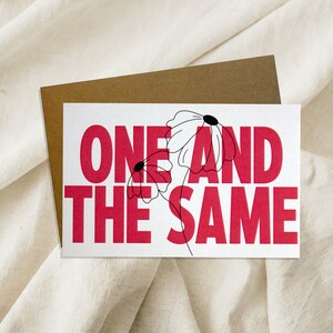 One And The Same Postcard / friendship postcard / mother&#39;s day postcard / retro postcard / flower postcard / appreciation postcard