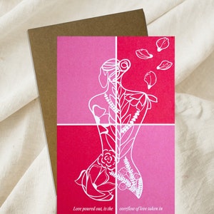 Love Poured Out Postcard / love postcard / retro postcard / mother&#39;s day postcard / for her postcard